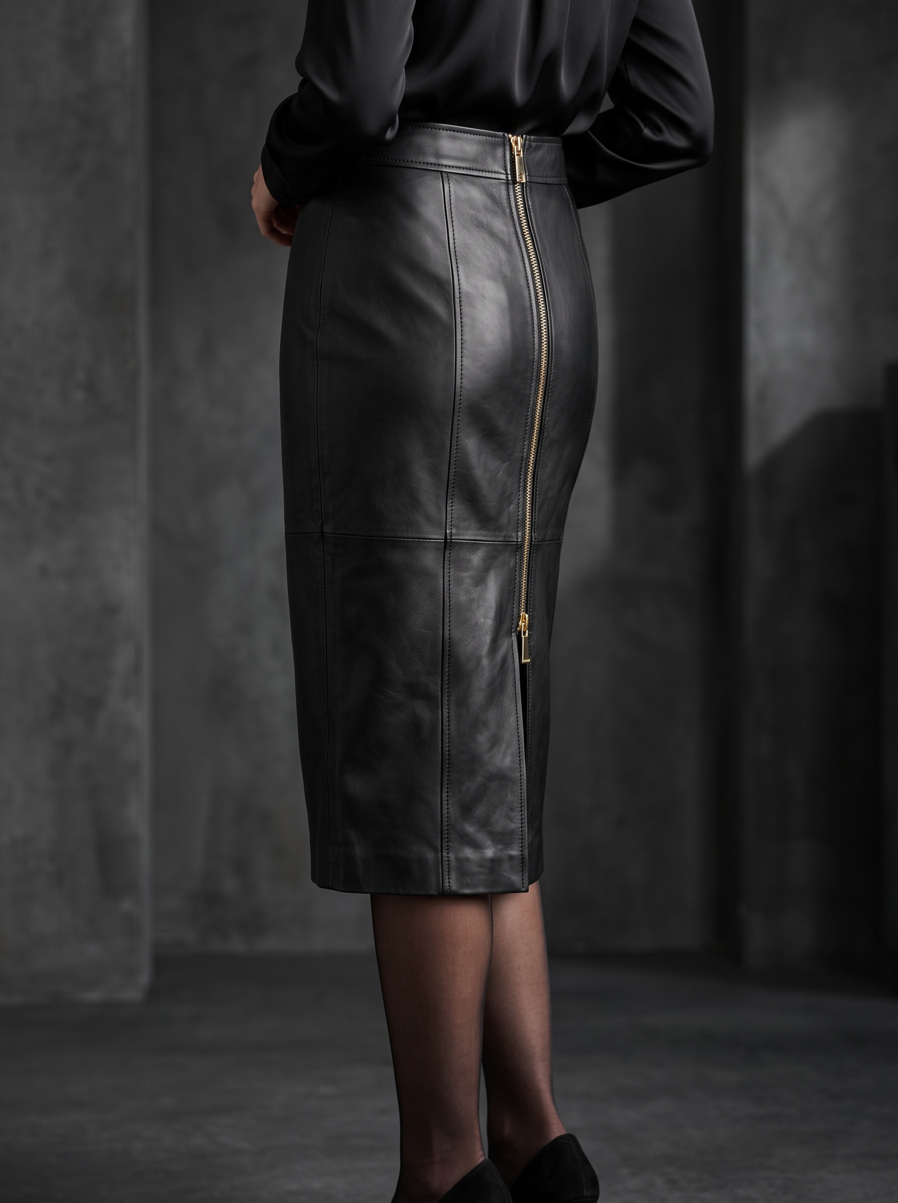 Leather Skirts private label leather manufacturing sample by Hashbloom International