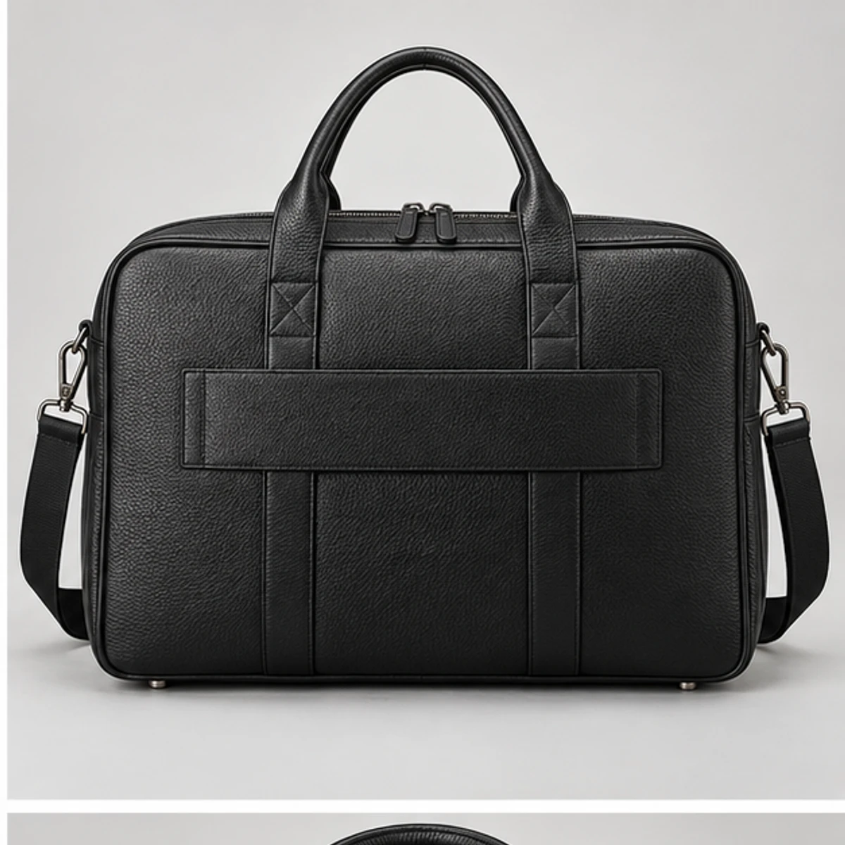 Black Expandable Leather Travel Laptop Bag manufacturing detail 2