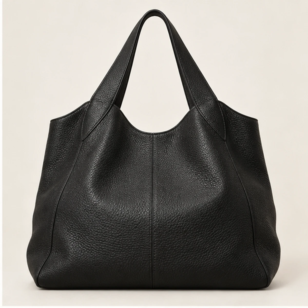 Black Oversized Pebbled Leather Slouch Tote manufacturing detail 2