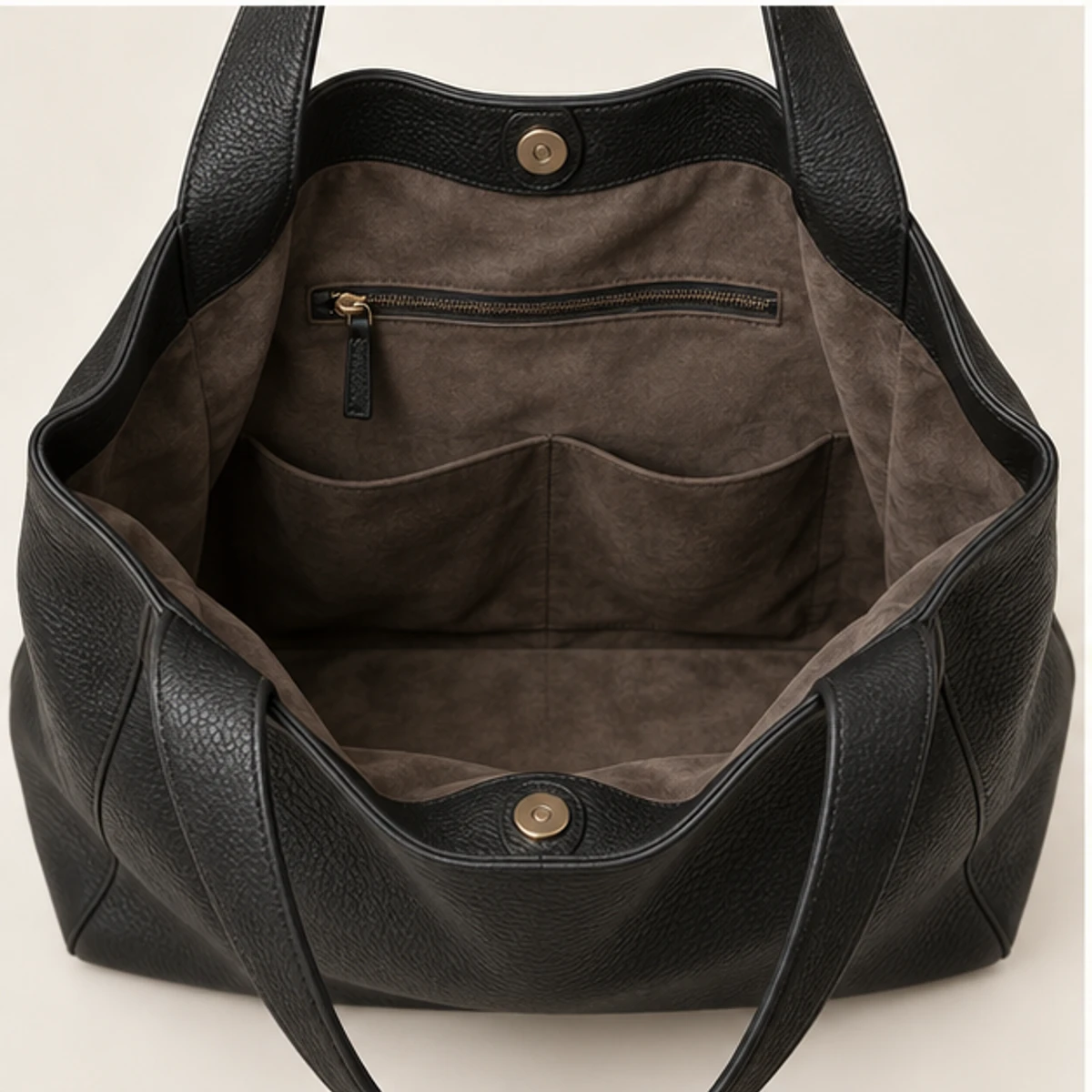 Black Oversized Pebbled Leather Slouch Tote manufacturing detail 3