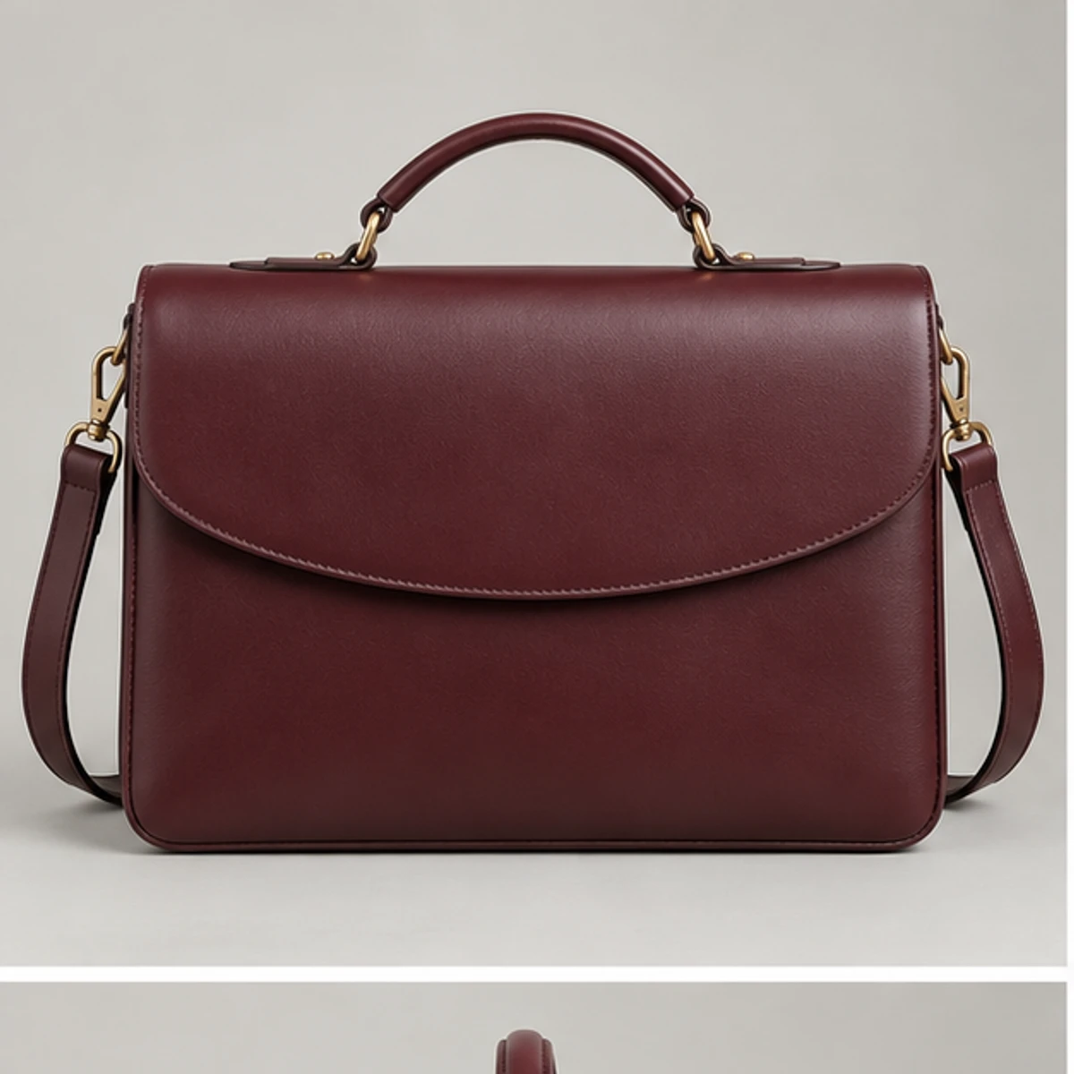 Burgundy Structured Leather Laptop Satchel - Custom Leather Manufacturer Sialkot Pakistan