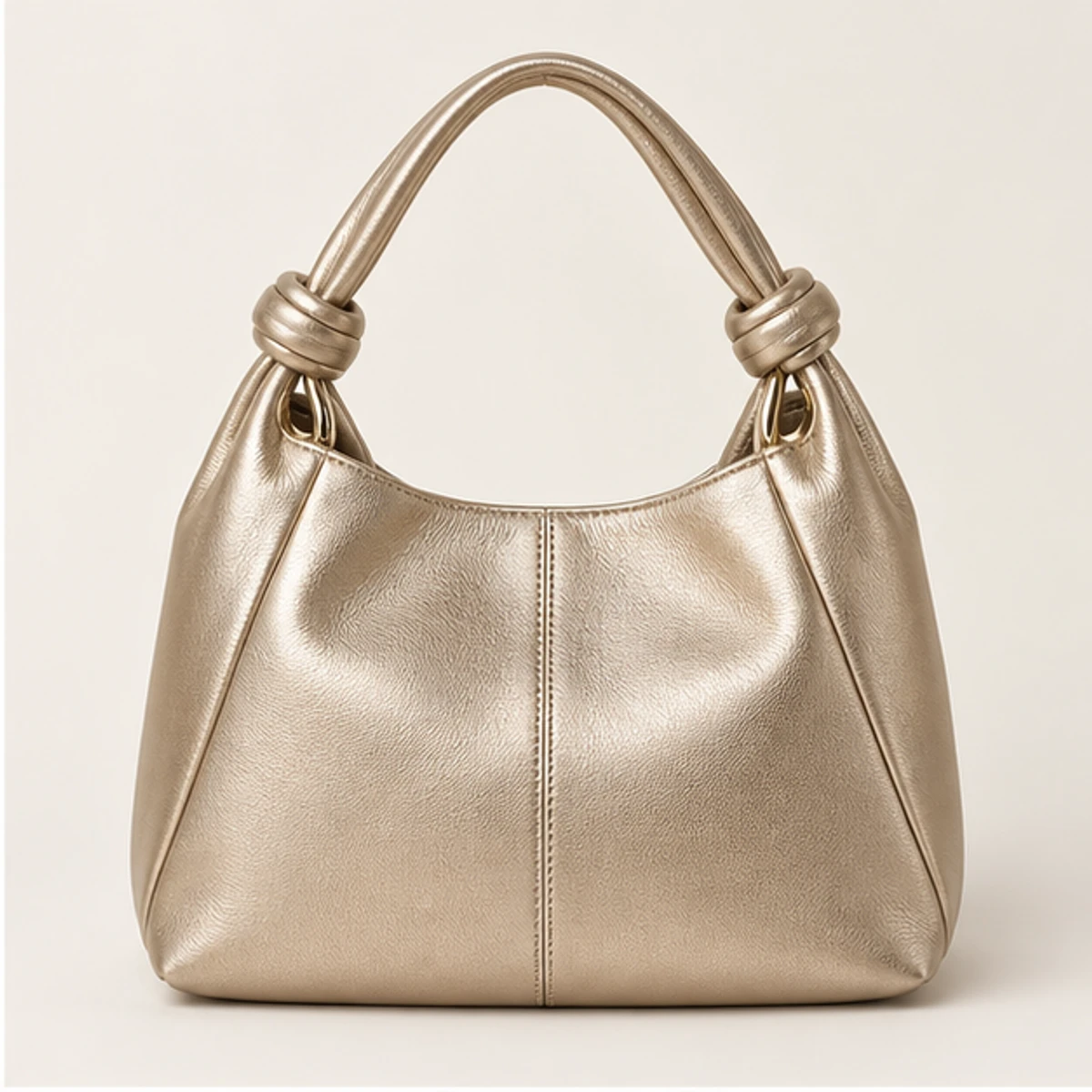 Champagne Metallic Leather Evening Tote manufacturing detail 2