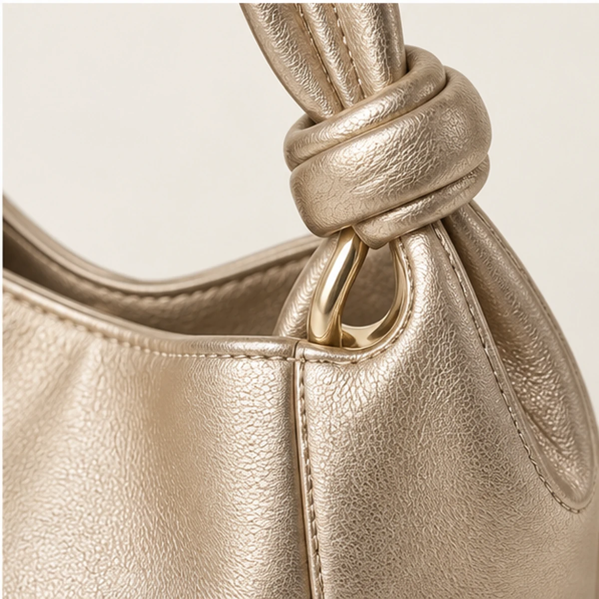 Champagne Metallic Leather Evening Tote manufacturing detail 4