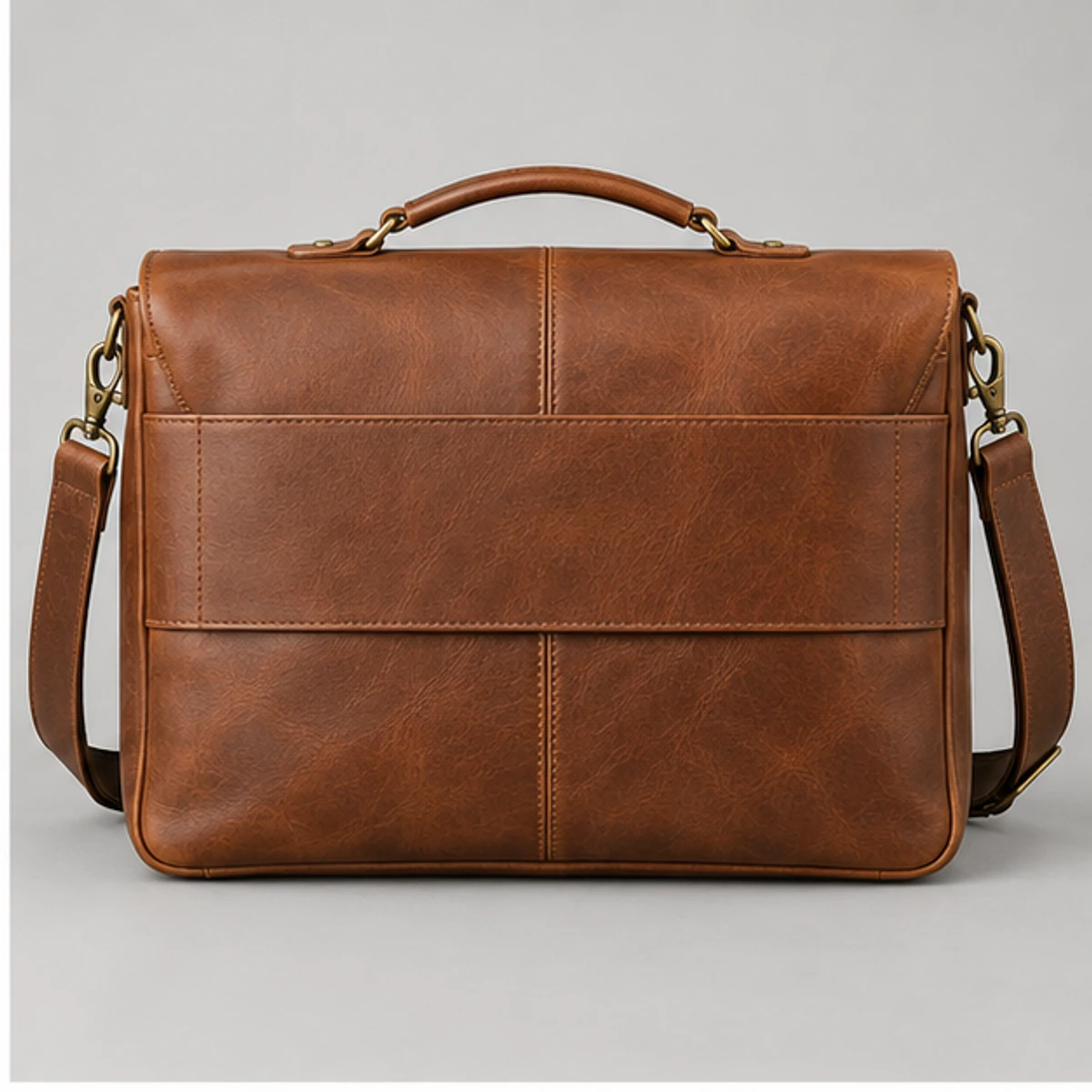 Cognac Vintage Leather Laptop Messenger Bag manufacturing detail 2