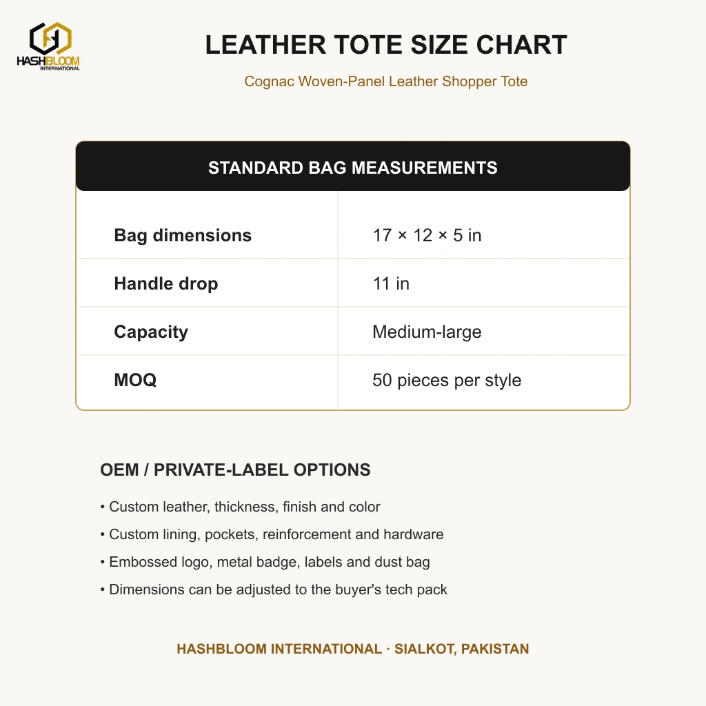 Cognac Woven-Panel Leather Shopper Tote manufacturing detail 5