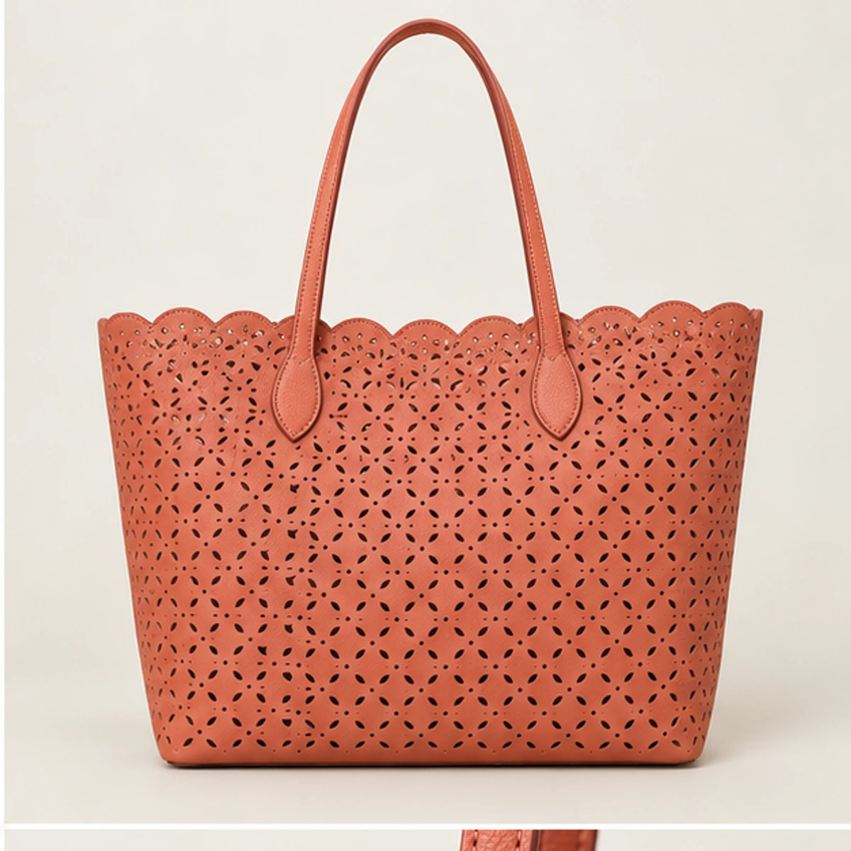 Coral Laser-Cut Leather Summer Tote manufacturing detail 2