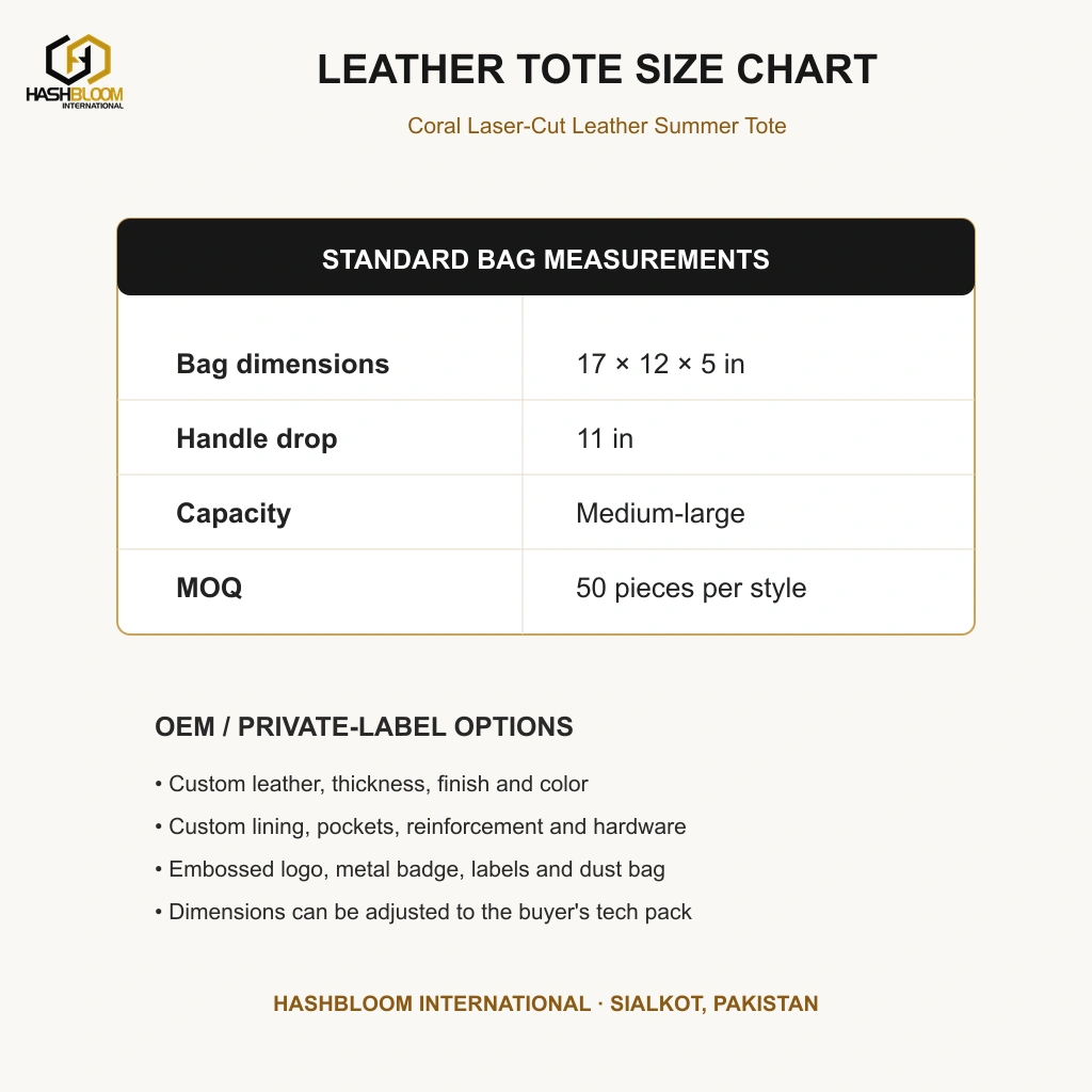 Coral Laser-Cut Leather Summer Tote manufacturing detail 5