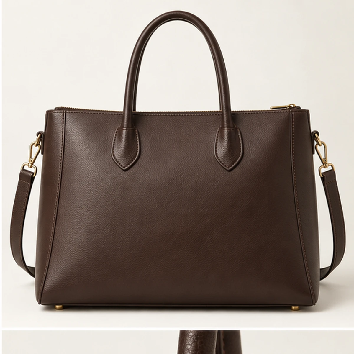 Espresso Structured Leather Work Tote manufacturing detail 2