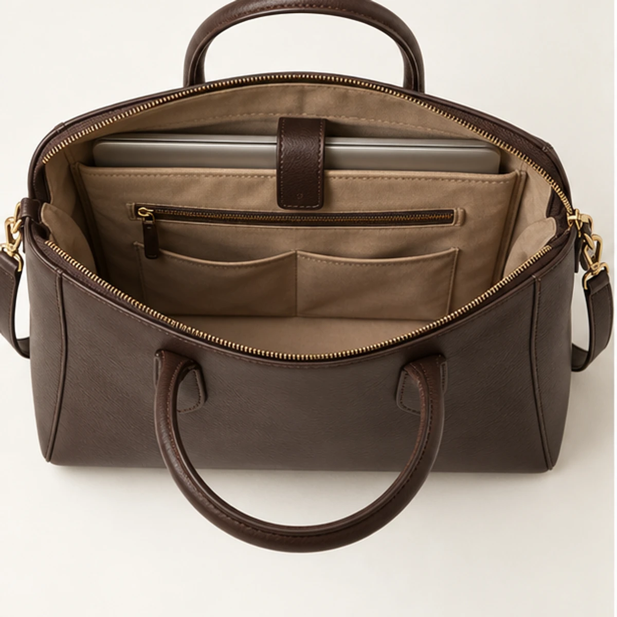 Espresso Structured Leather Work Tote manufacturing detail 3