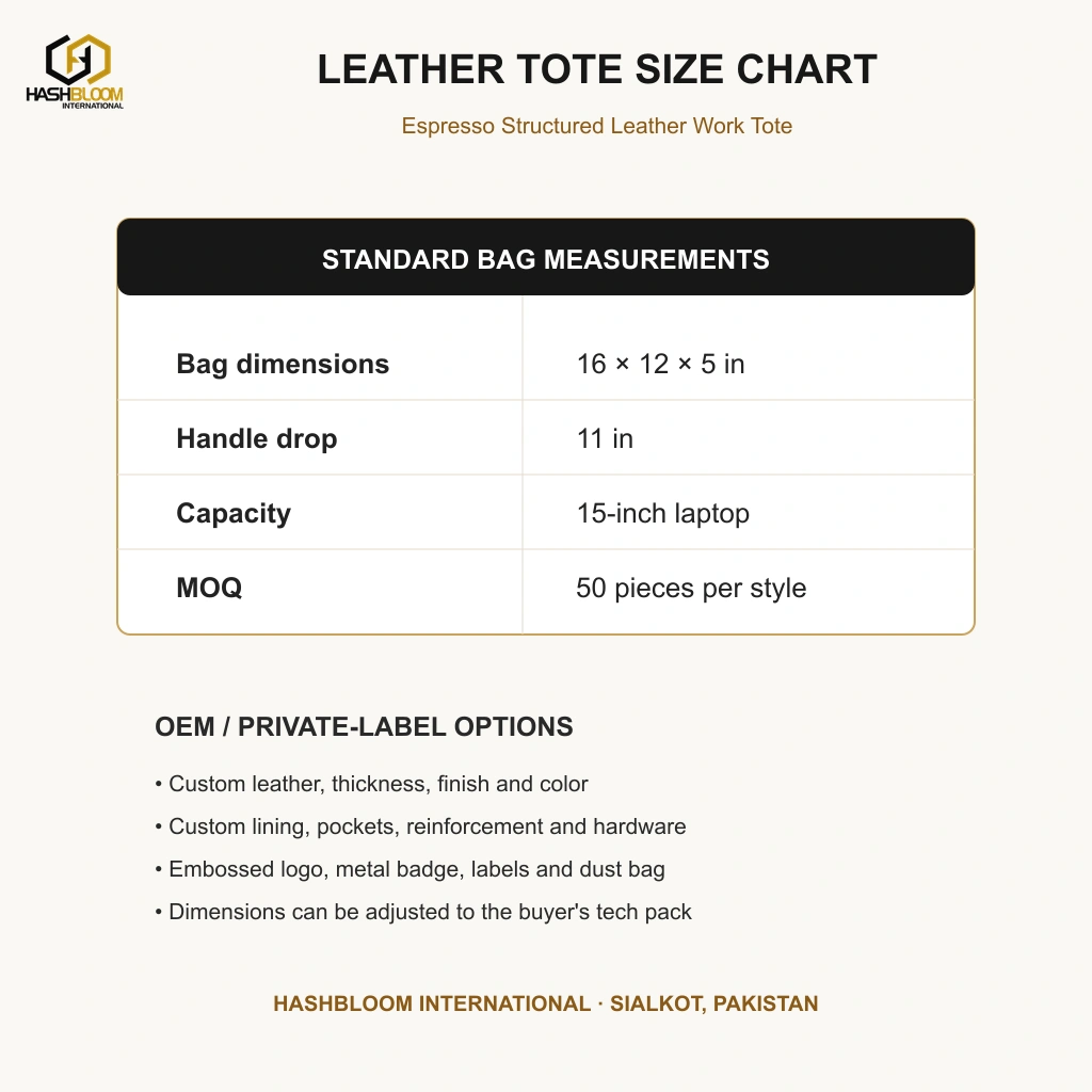 Espresso Structured Leather Work Tote manufacturing detail 5