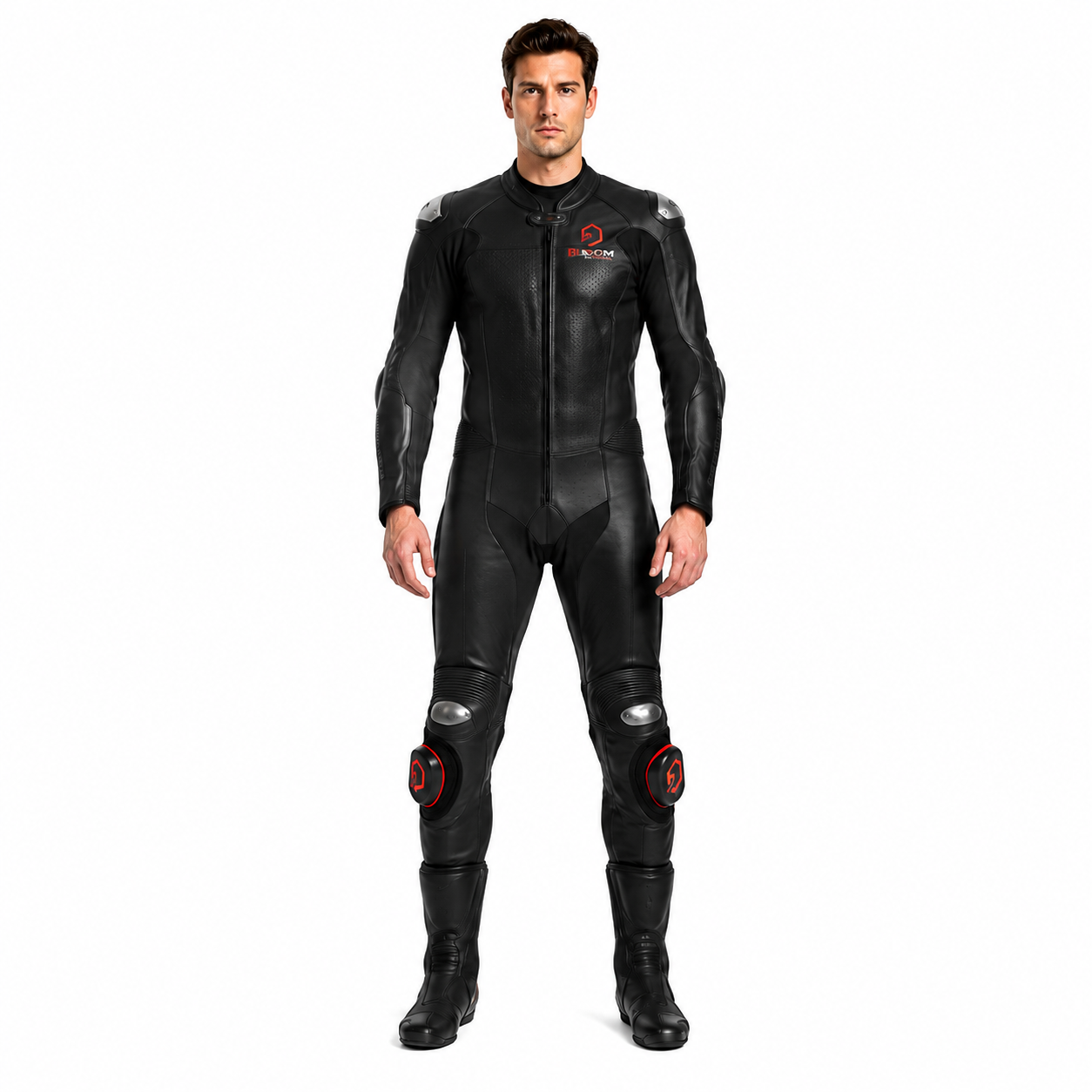 Men's Black Cowhide One-Piece Motorcycle Racing Suit - Custom Leather Manufacturer Sialkot Pakistan
