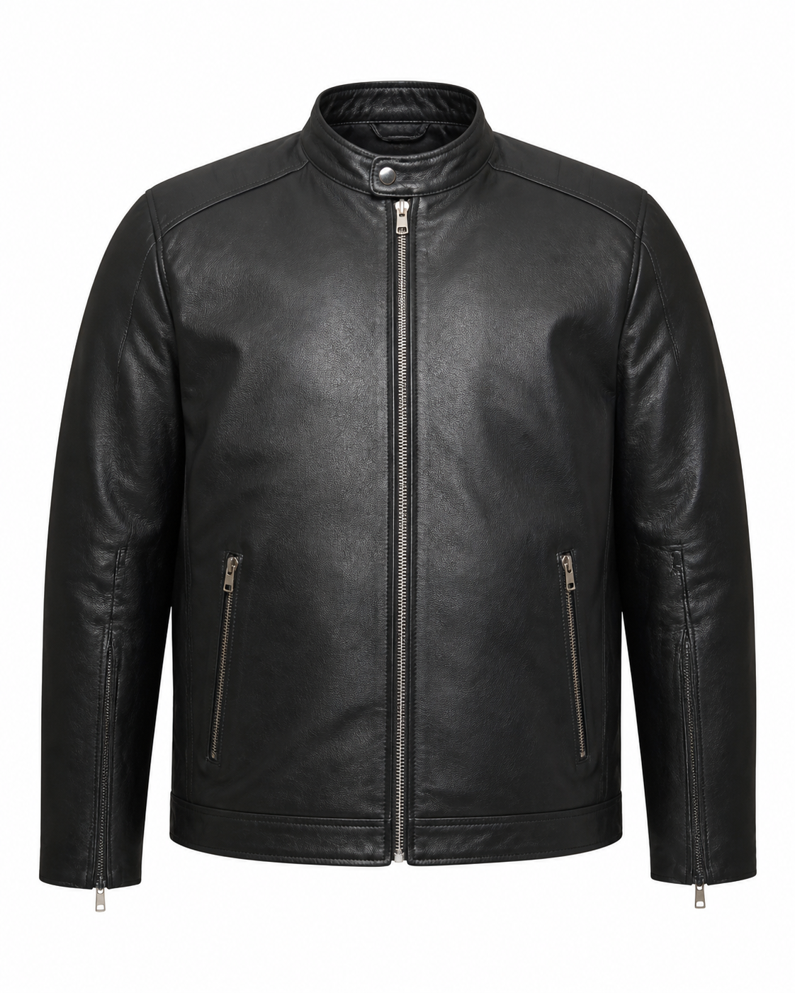 Men's Black Leather Moto Jacket – Plus Size OEM - Custom Leather Manufacturer Sialkot Pakistan