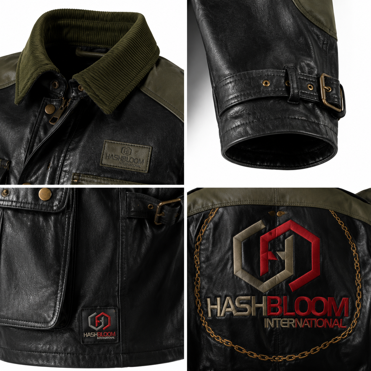 Men's Black Olive Waxed Cowhide Field Jacket manufacturing detail 3