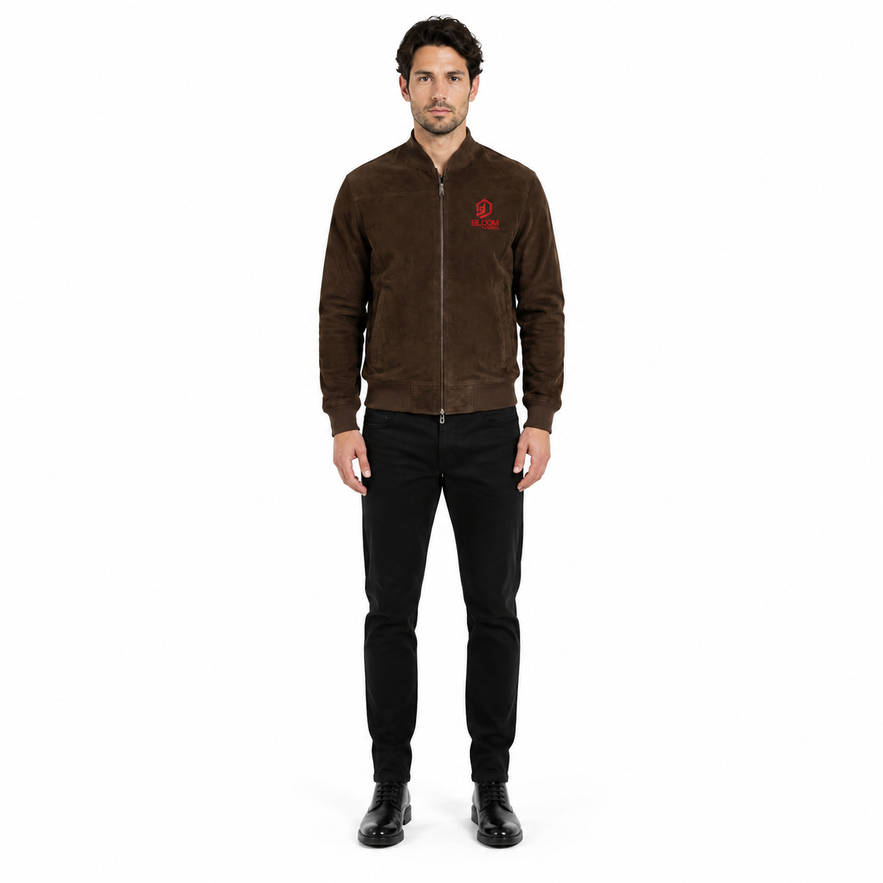 Men's Brown Goat Suede Leather Bomber Jacket - Custom Leather Manufacturer Sialkot Pakistan