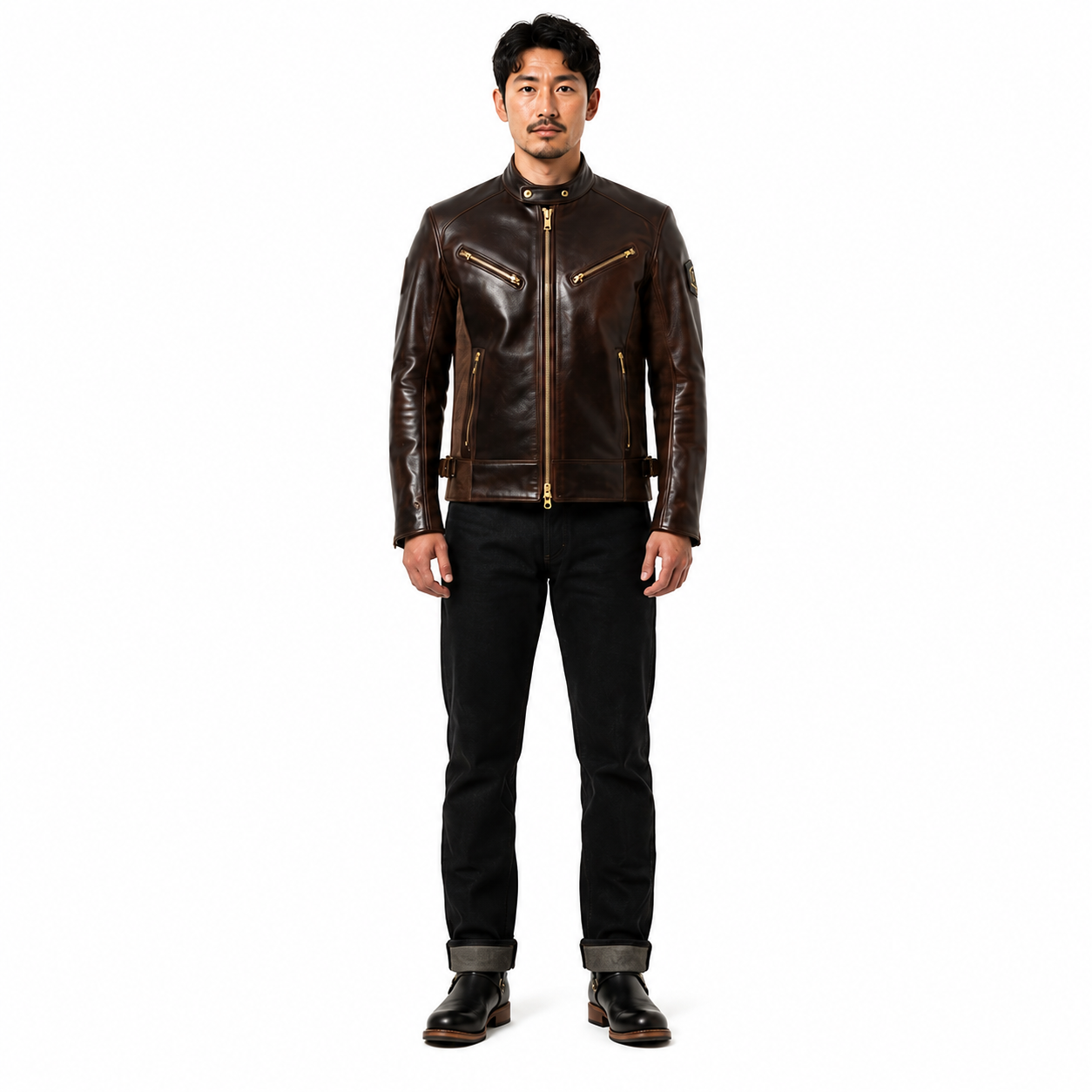 Men's Brown Horsehide Heritage Cafe Racer Jacket - Custom Leather Manufacturer Sialkot Pakistan