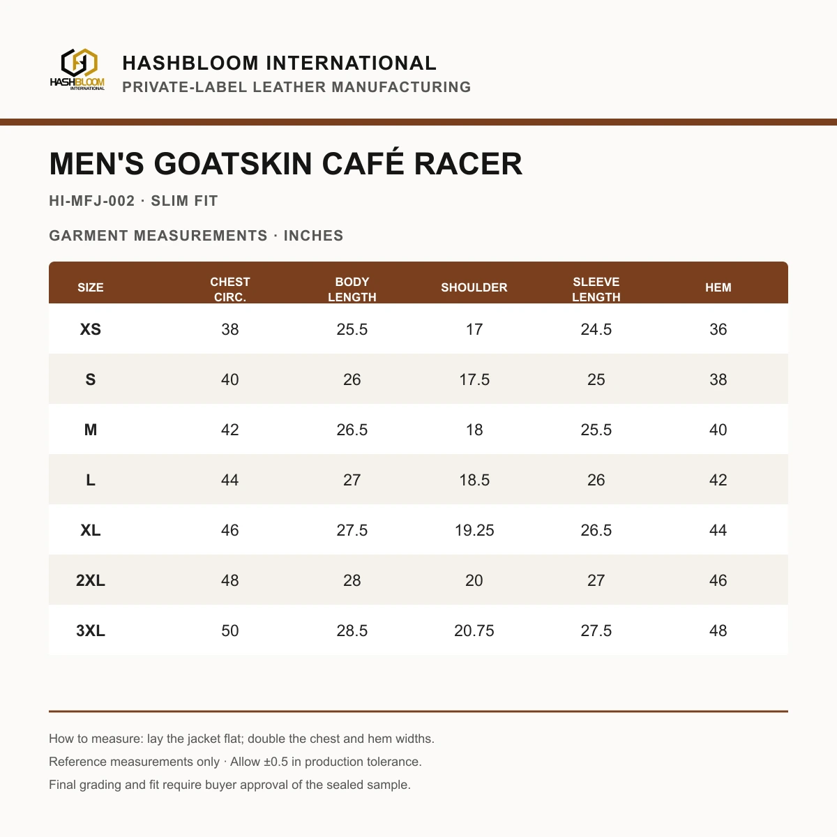 Men's Dark Cognac Goatskin Café Racer Jacket manufacturing detail 6