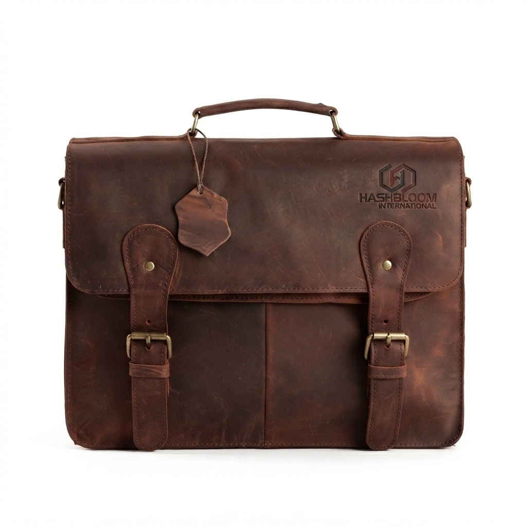 Men's Vintage Distressed Leather Briefcase Laptop Business Bag - Custom Leather Manufacturer Sialkot Pakistan