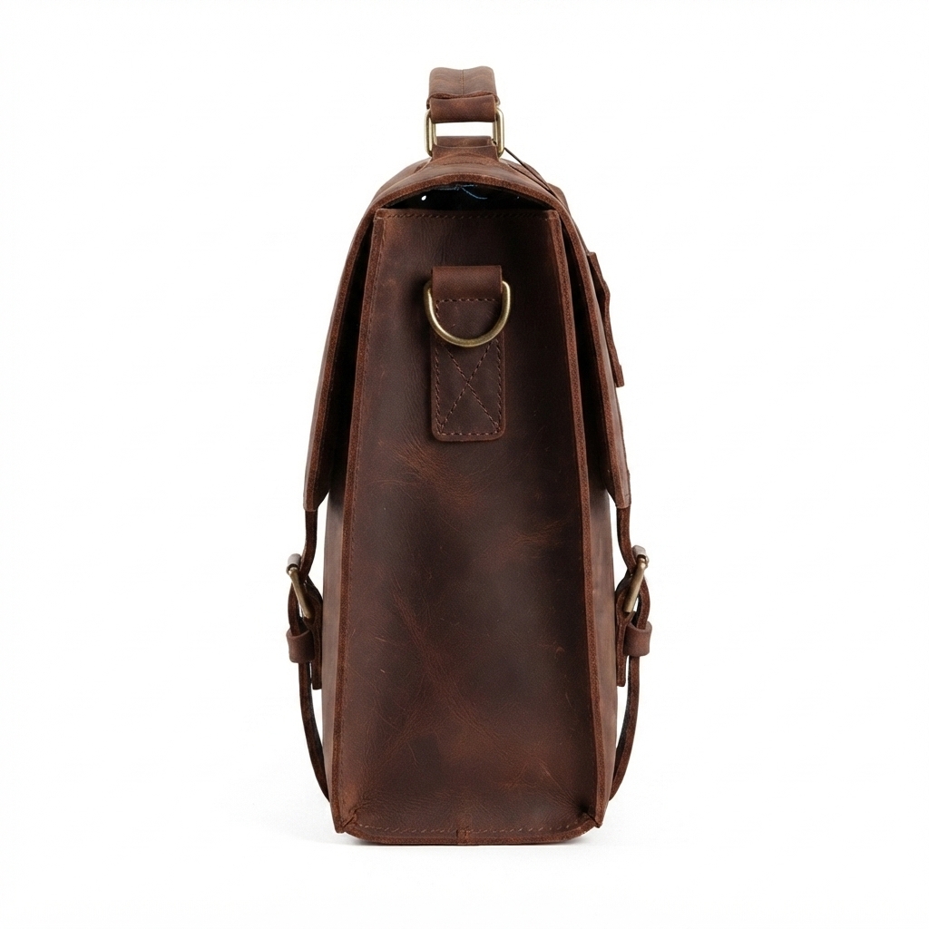 Men's Vintage Distressed Leather Briefcase Laptop Business Bag manufacturing detail 3