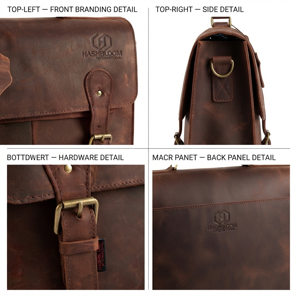 Men's Vintage Distressed Leather Briefcase Laptop Business Bag manufacturing detail 4