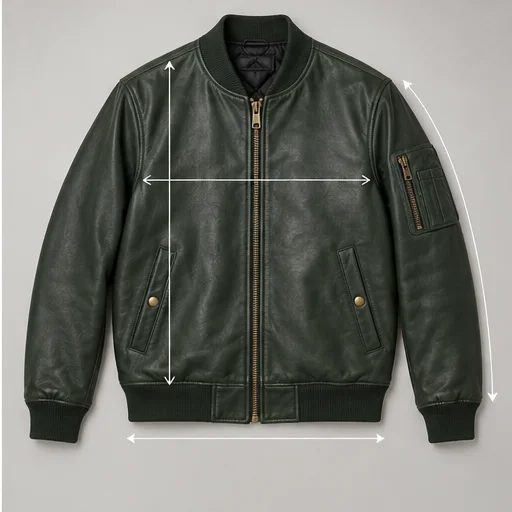 Men's Forest Green Sheep Nappa Leather Bomber manufacturing detail 6