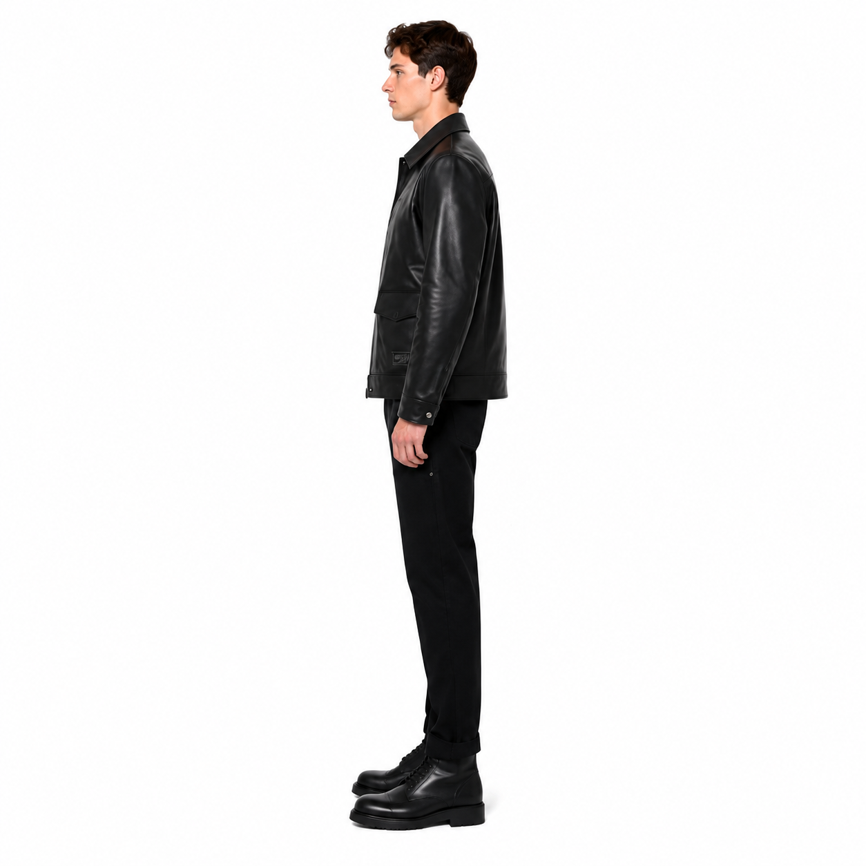 Men's Full-Grain Cowhide Utility Jacket manufacturing detail 3
