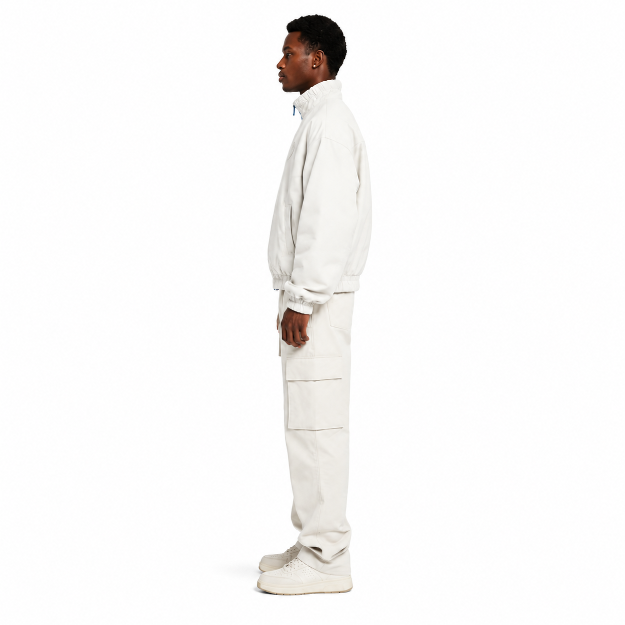 Men's Off-White Utility Track Jacket and Cargo Pant Set manufacturing detail 3