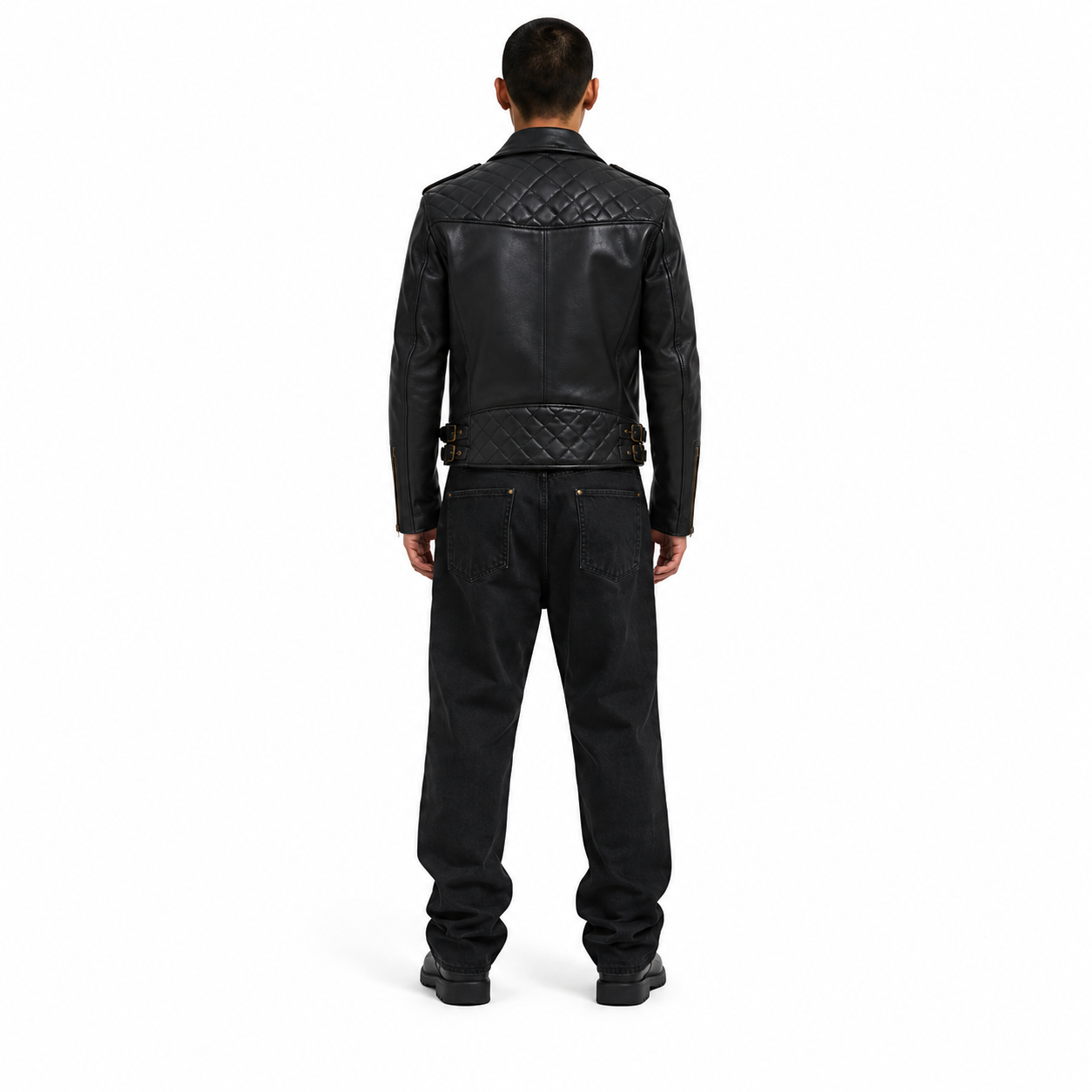 Men's Sheep Nappa Asymmetric Biker Jacket manufacturing detail 2