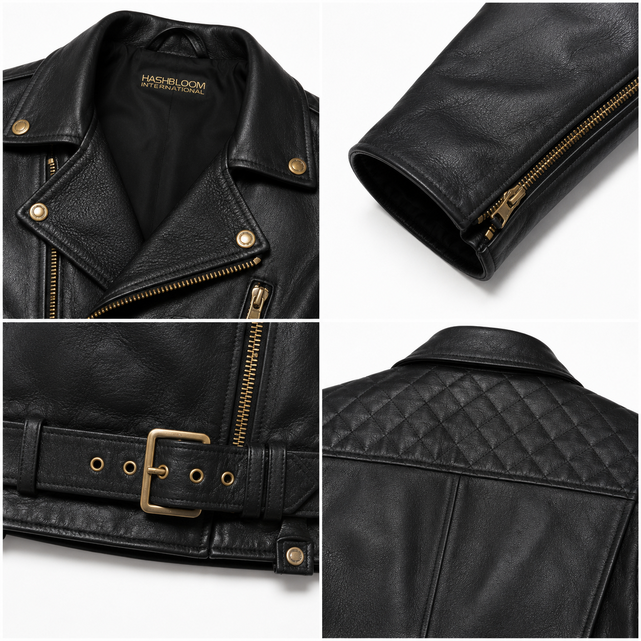 Men's Sheep Nappa Asymmetric Biker Jacket manufacturing detail 4