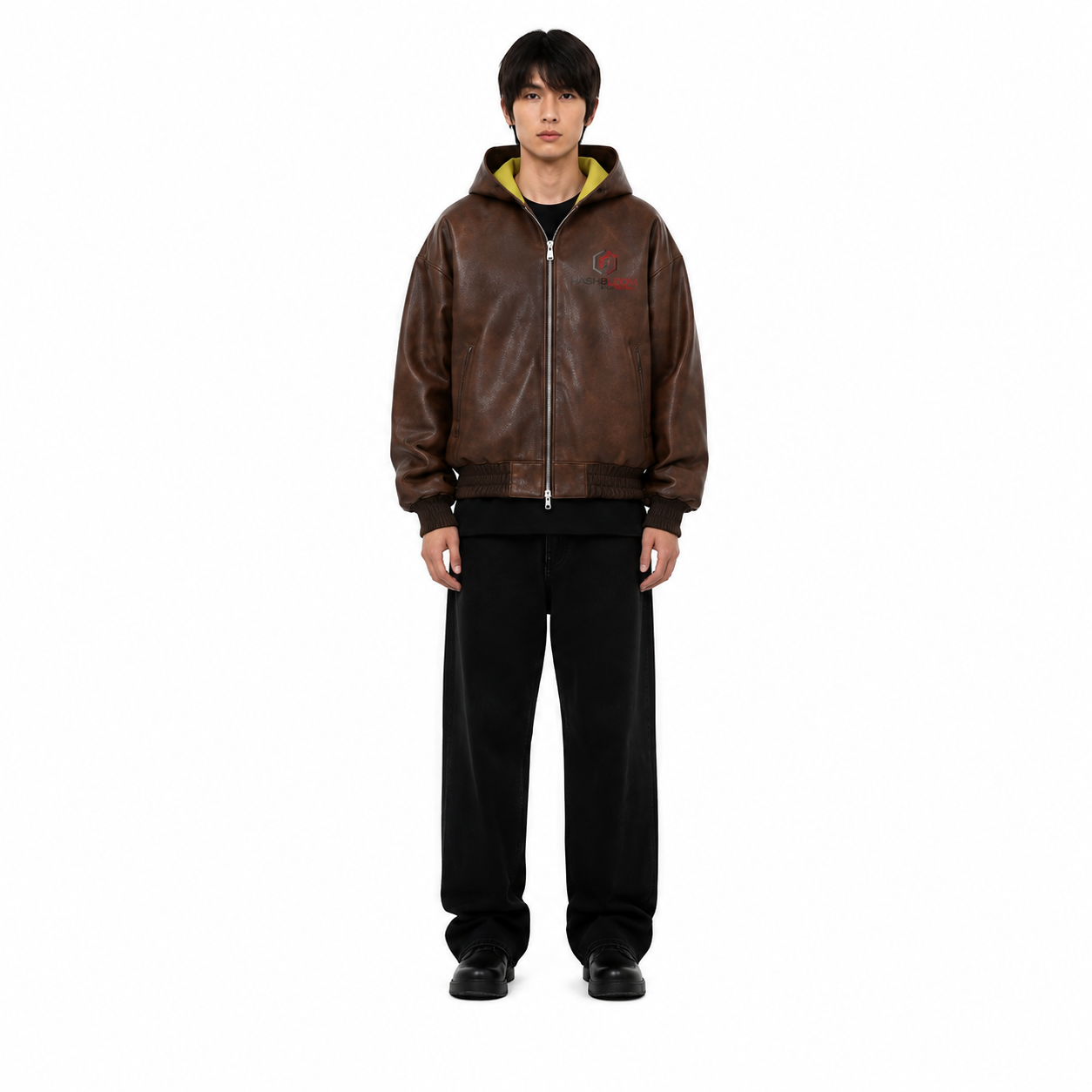 Men's Vintage Brown Hooded Faux Leather Bomber Jacket - Custom Leather Manufacturer Sialkot Pakistan