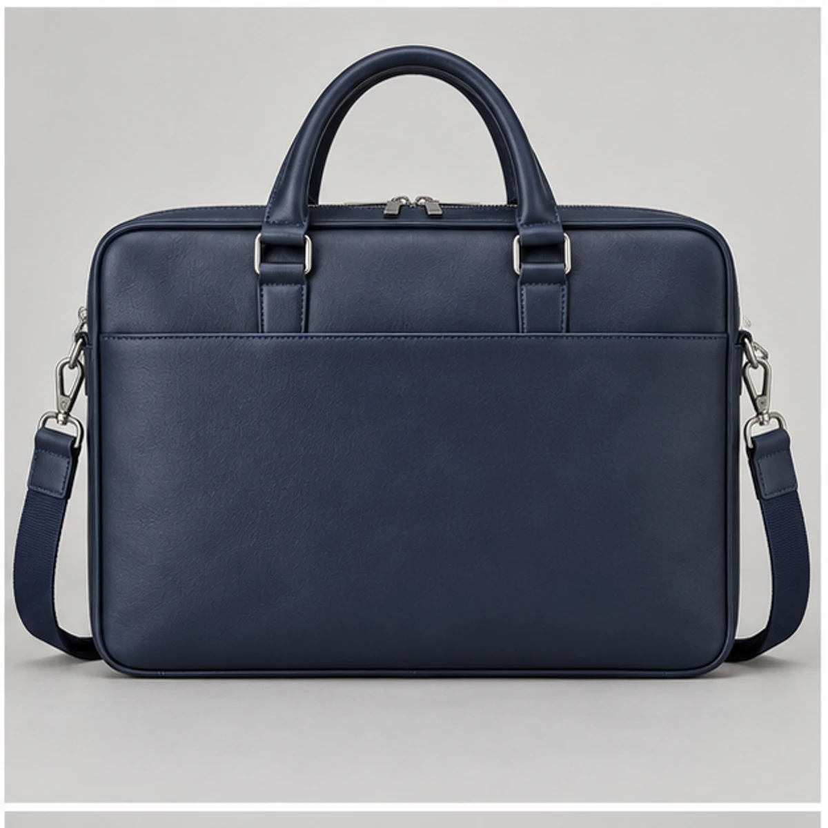 Navy Slim Leather Laptop Sleeve Briefcase manufacturing detail 2