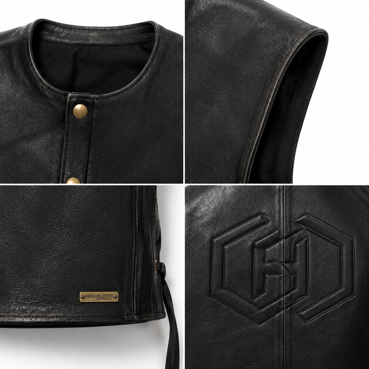 Women's Black Horsehide Side-Lace Leather Vest manufacturing detail 4
