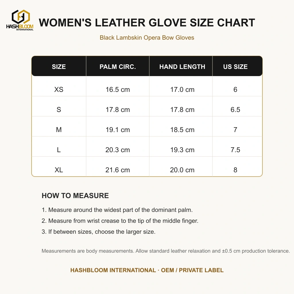 Women's Black Lambskin Opera Bow Gloves manufacturing detail 5