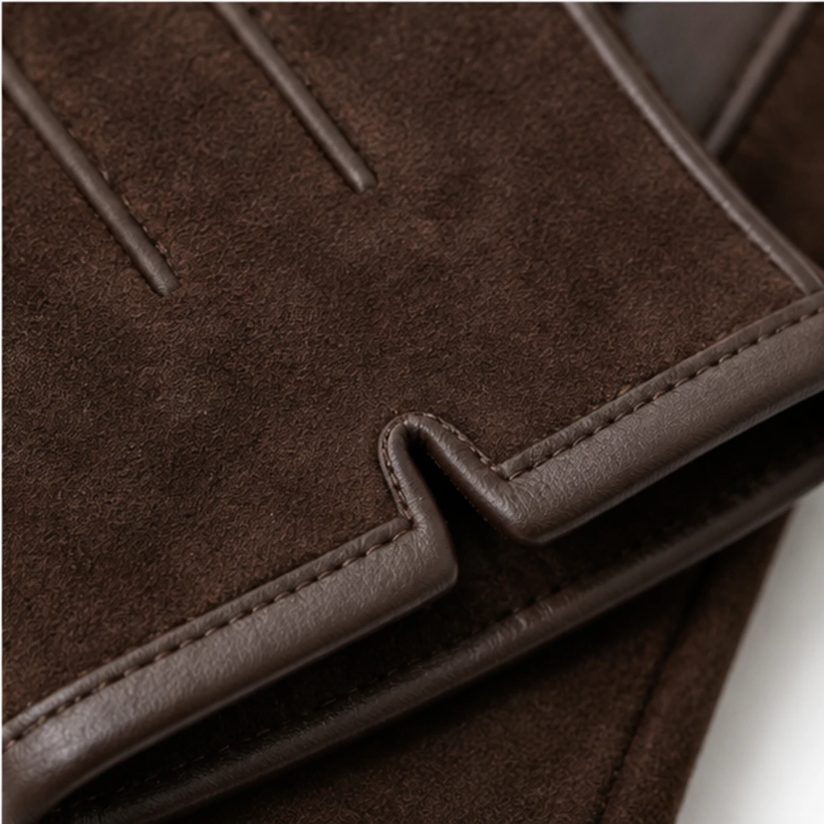 Women's Chocolate Suede & Nappa Fashion Gloves manufacturing detail 4