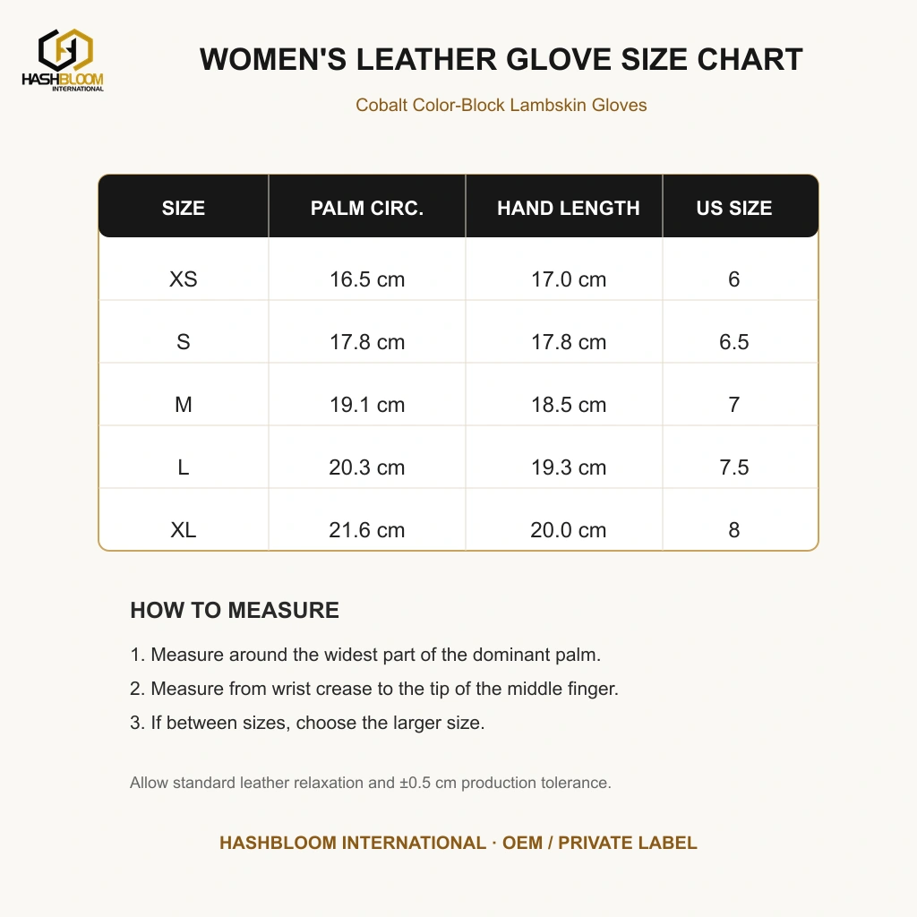 Women's Cobalt Color-Block Lambskin Gloves manufacturing detail 5