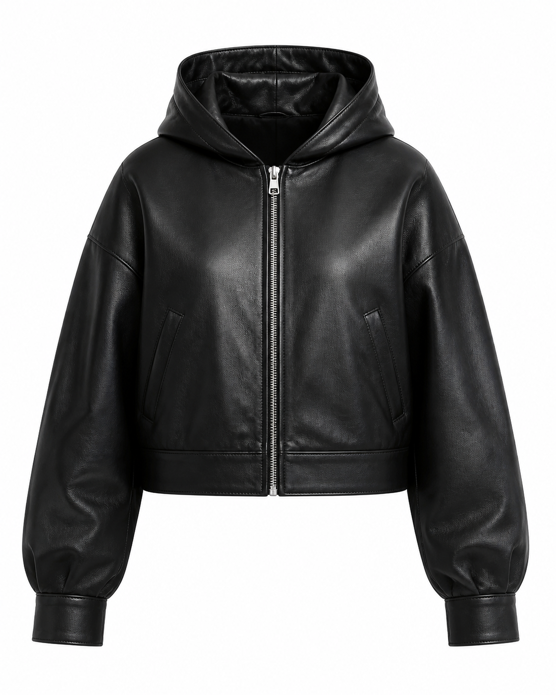 Women's Cropped Lambskin Hooded Bomber Jacket - Custom Leather Manufacturer Sialkot Pakistan