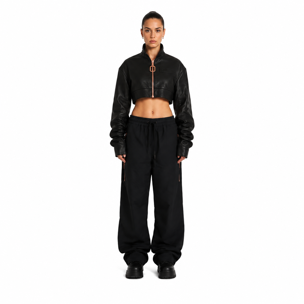 Women's Cropped Sheep Nappa Leather Moto Jacket - Custom Leather Manufacturer Sialkot Pakistan