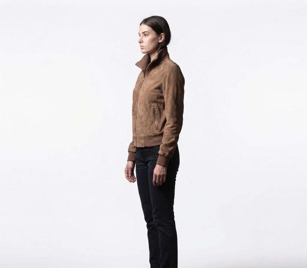 Women's Goat Suede Bomber Jacket manufacturing detail 4