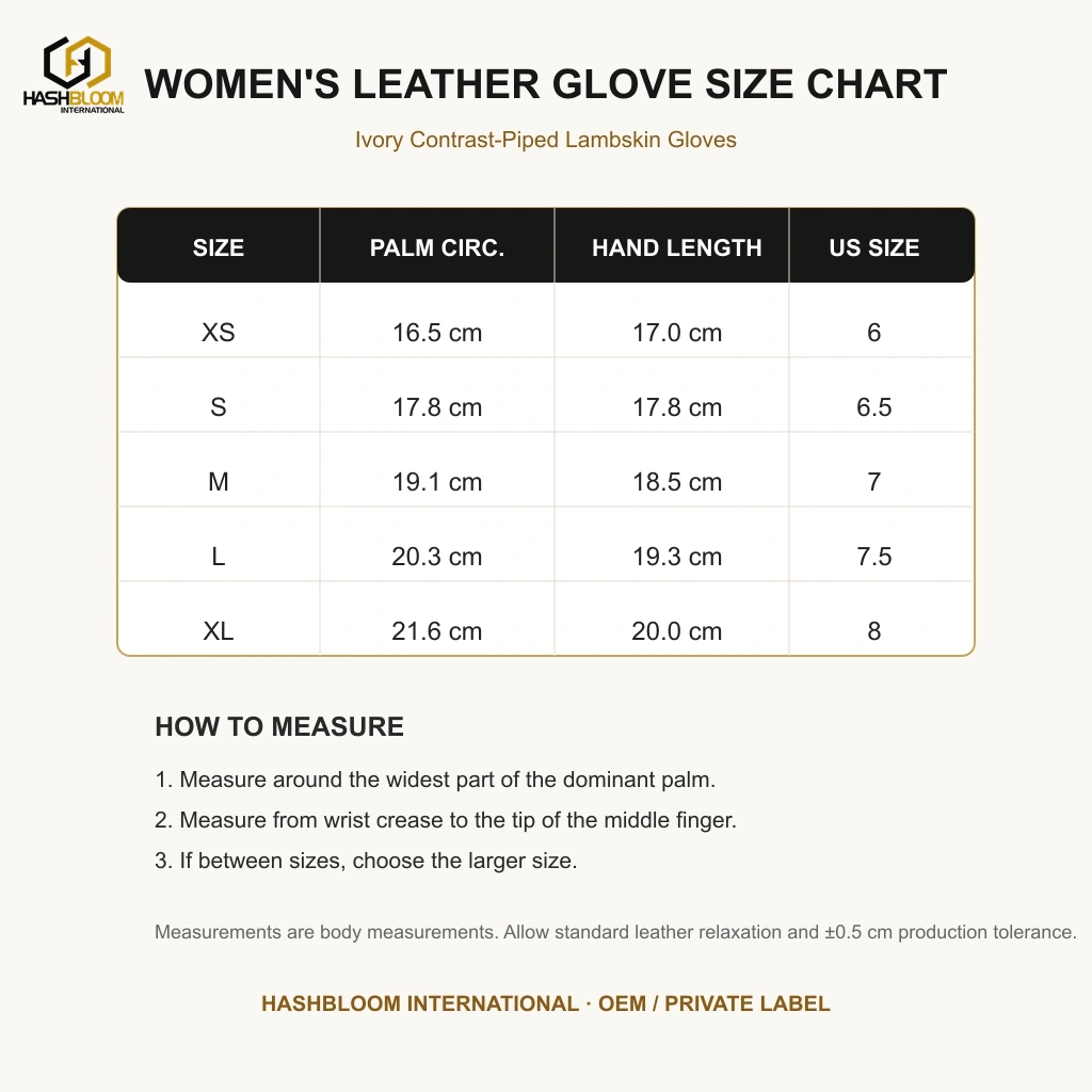 Women's Ivory Contrast-Piped Lambskin Gloves manufacturing detail 5