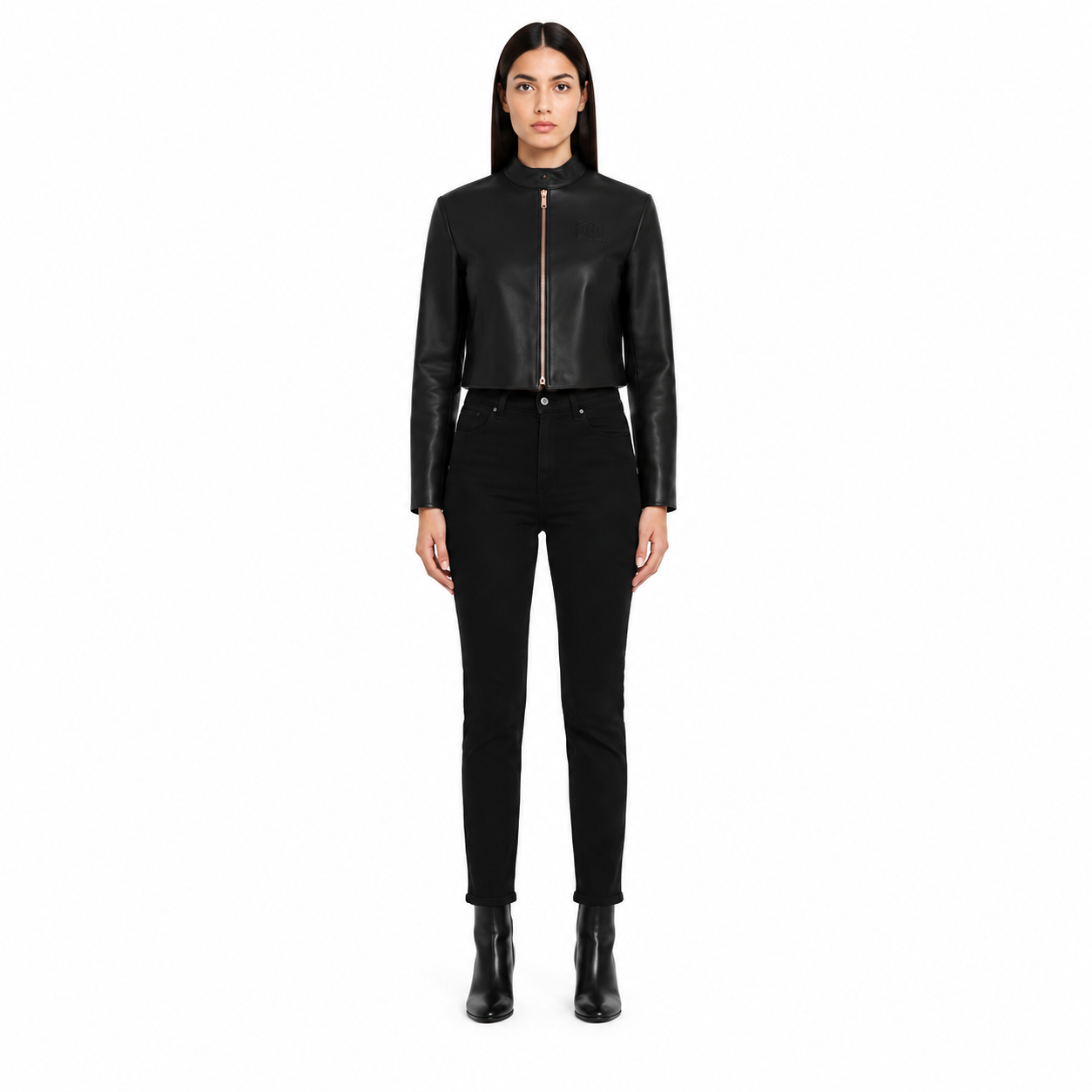 Women's Minimal Cropped Sheep Nappa Leather Jacket - Custom Leather Manufacturer Sialkot Pakistan