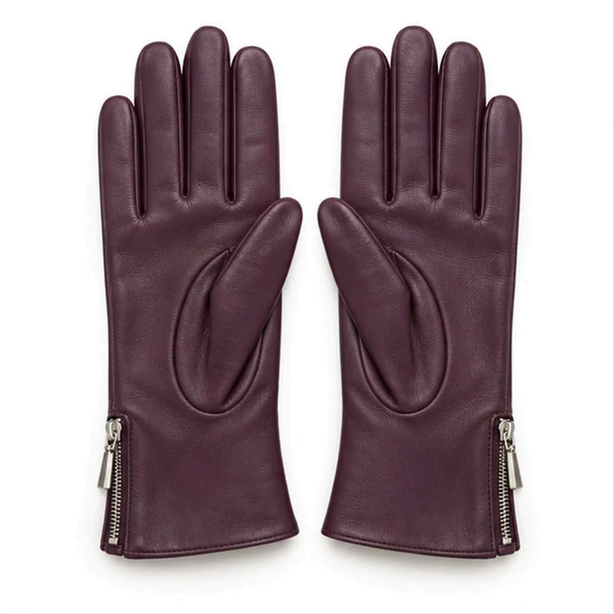 Women's Plum Side-Zip Lambskin Gloves - Custom Leather Manufacturer Sialkot Pakistan