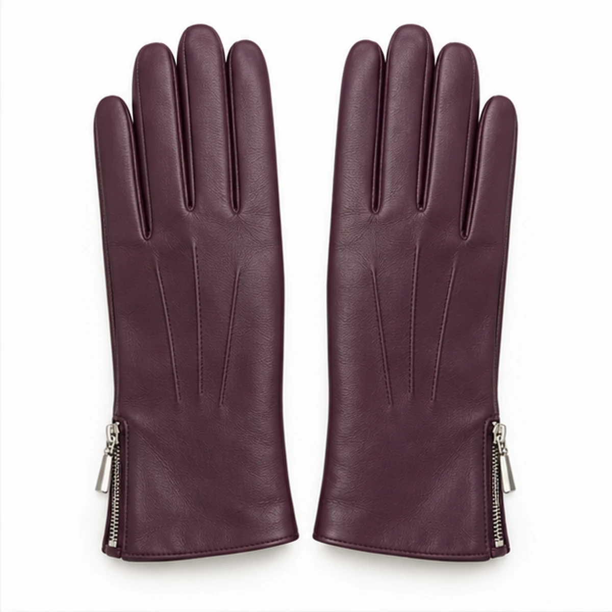 Women's Plum Side-Zip Lambskin Gloves manufacturing detail 2